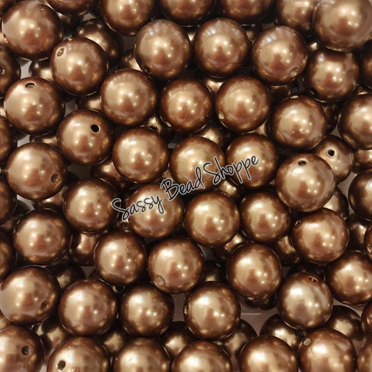 20MM Light Brown Pearl Beads - Sassy Bead Shoppe
