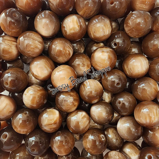 20MM Light Brown Marble Beads - Sassy Bead Shoppe