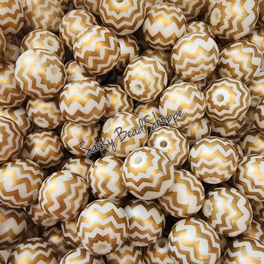 20MM Gold Chevron Beads - Sassy Bead Shoppe