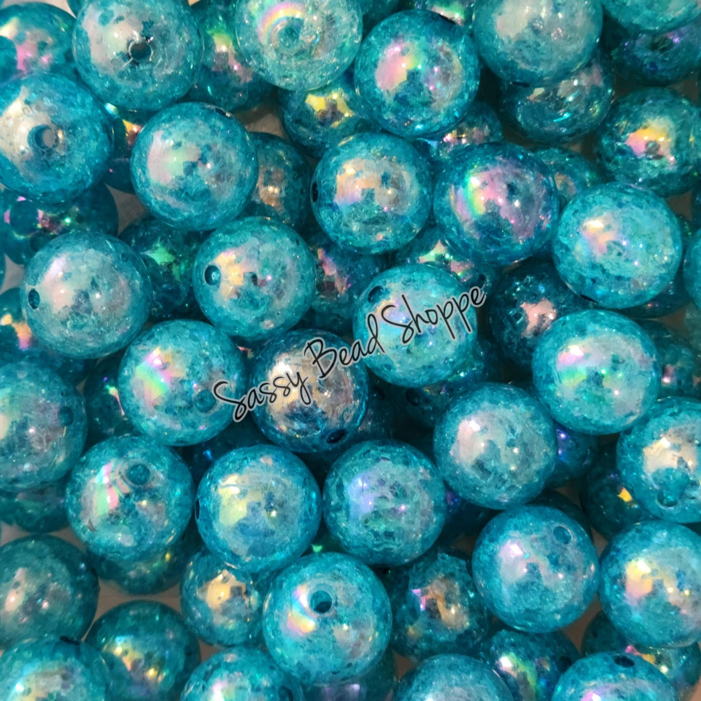 20MM Light Blue Crackle Beads - Sassy Bead Shoppe
