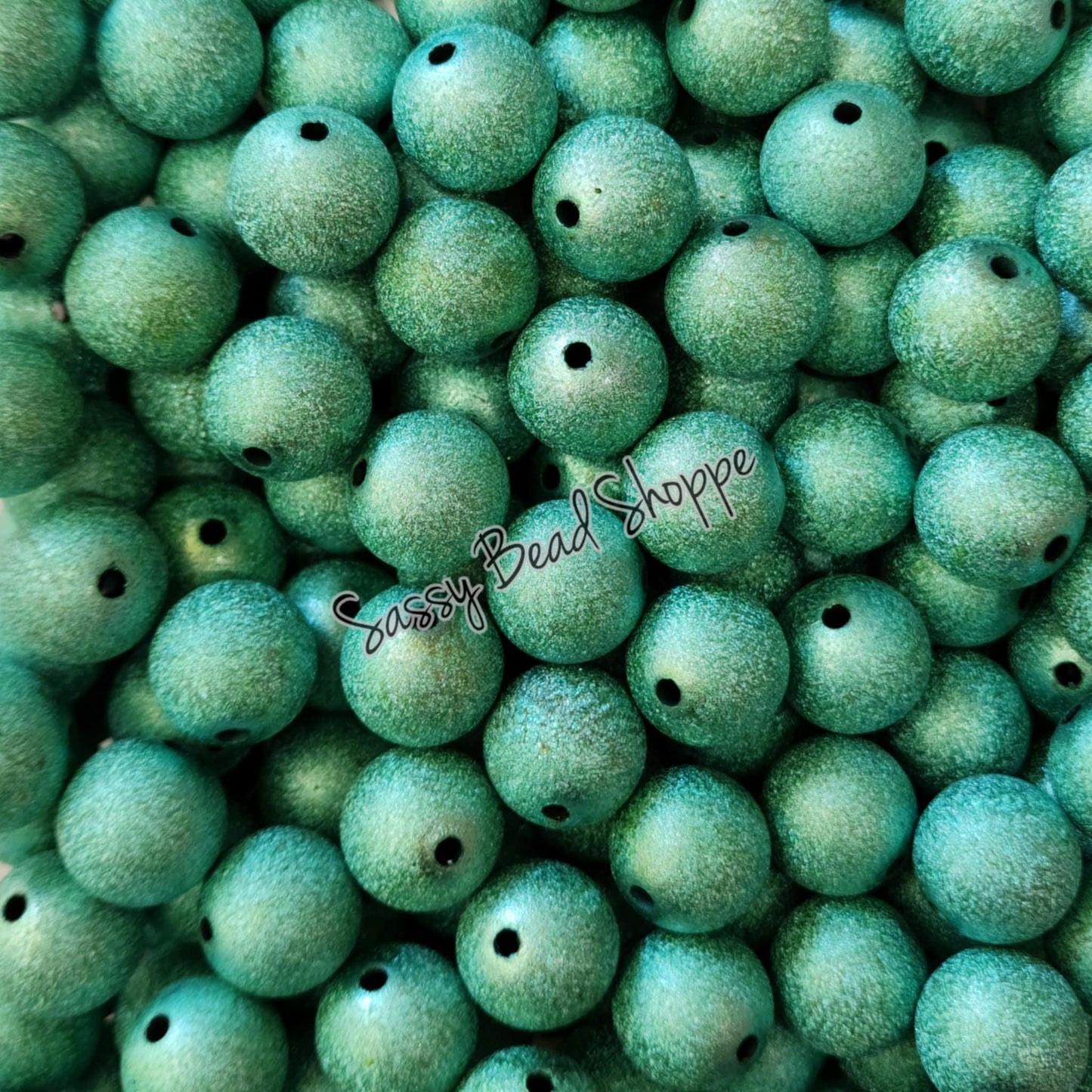 20MM Light Mint Foil Beads - Sassy Bead Shoppe