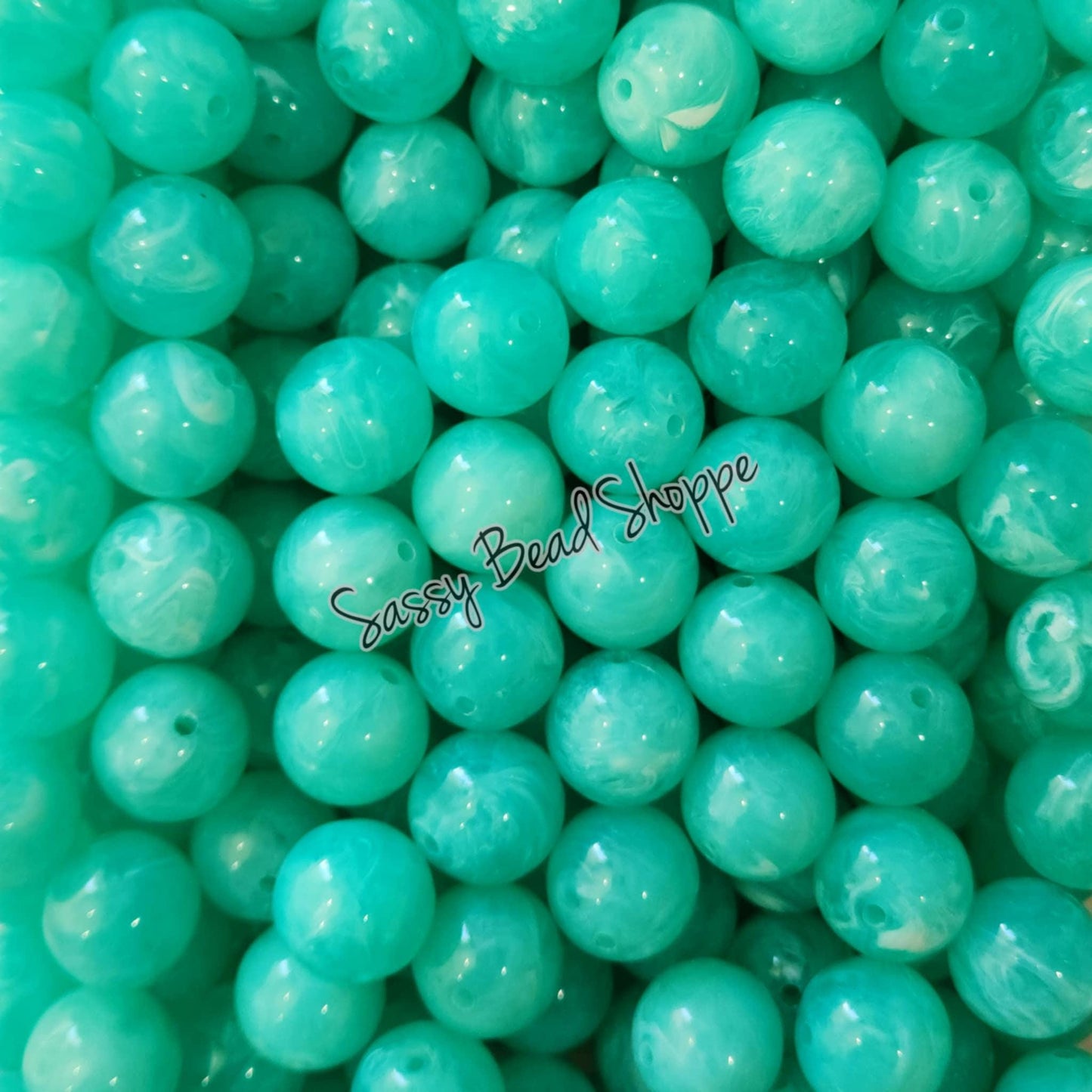 20MM Mint Marble Beads - Sassy Bead Shoppe
