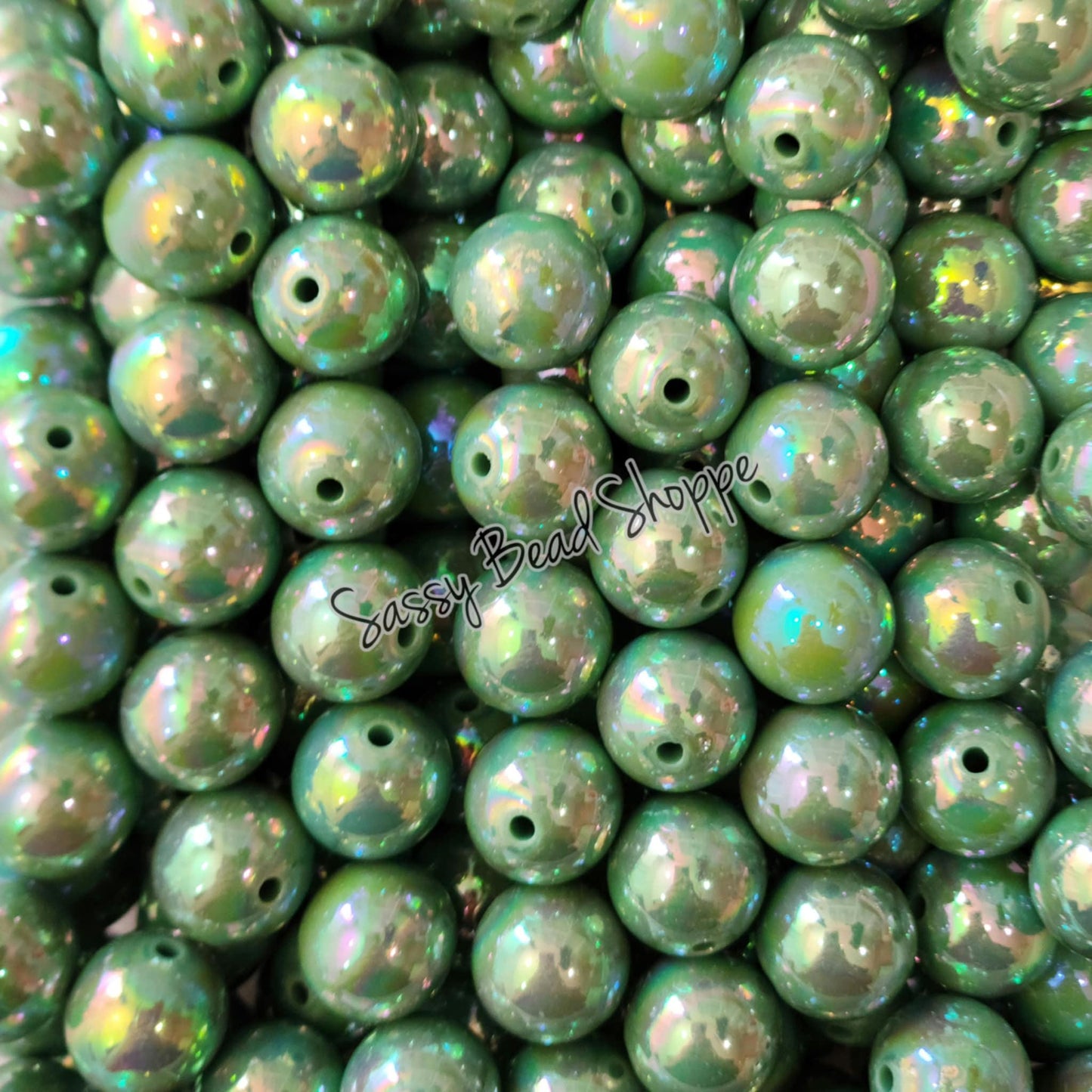 20MM Dark Mint AB Beads - Sassy Bead Shoppe