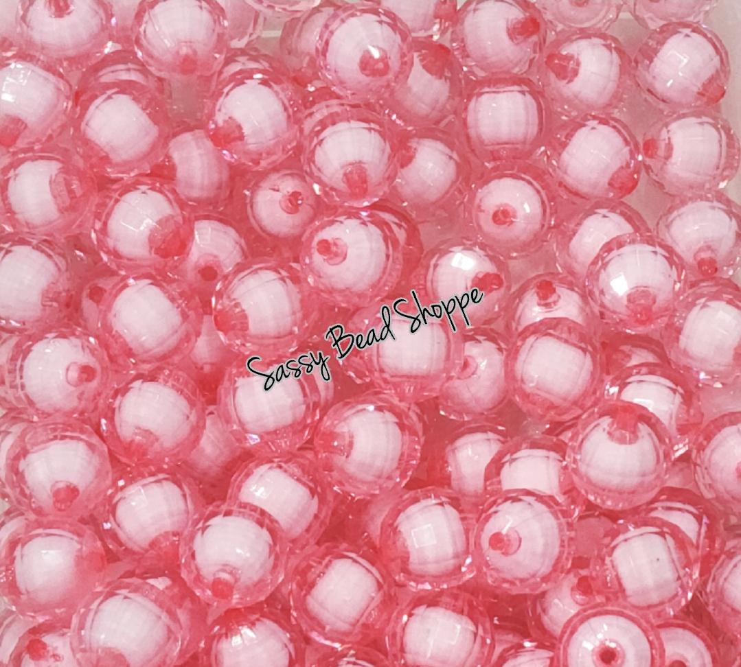 20MM Pink White Disco Beads