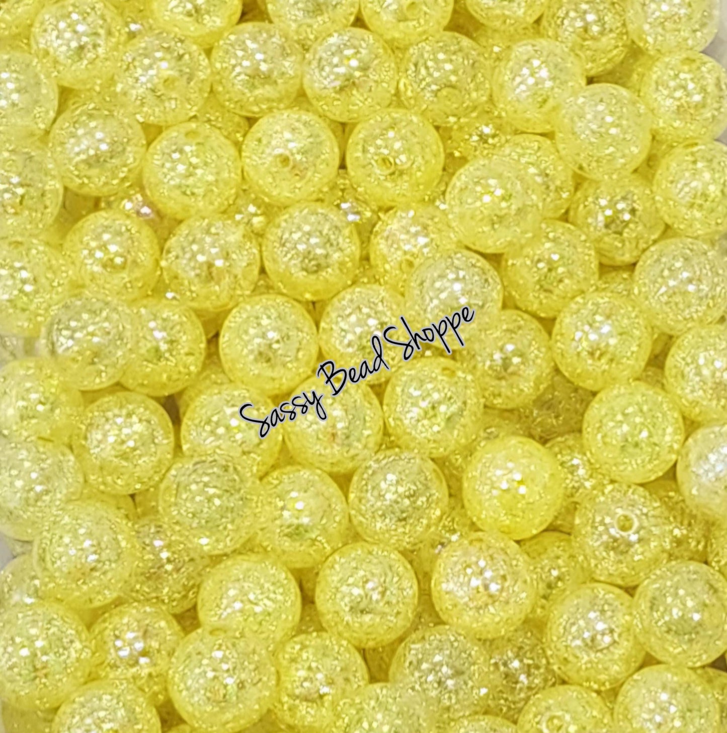 20MM Yellow Crackle Beads - Sassy Bead Shoppe