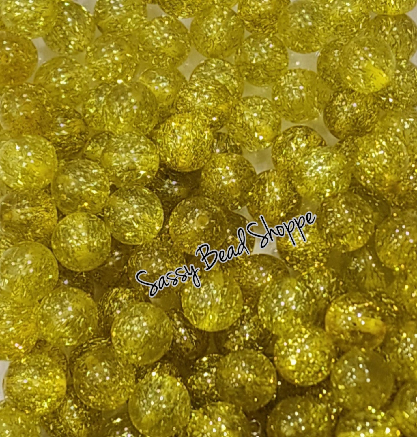20MM Yellow Green Confetti Beads - Sassy Bead Shoppe
