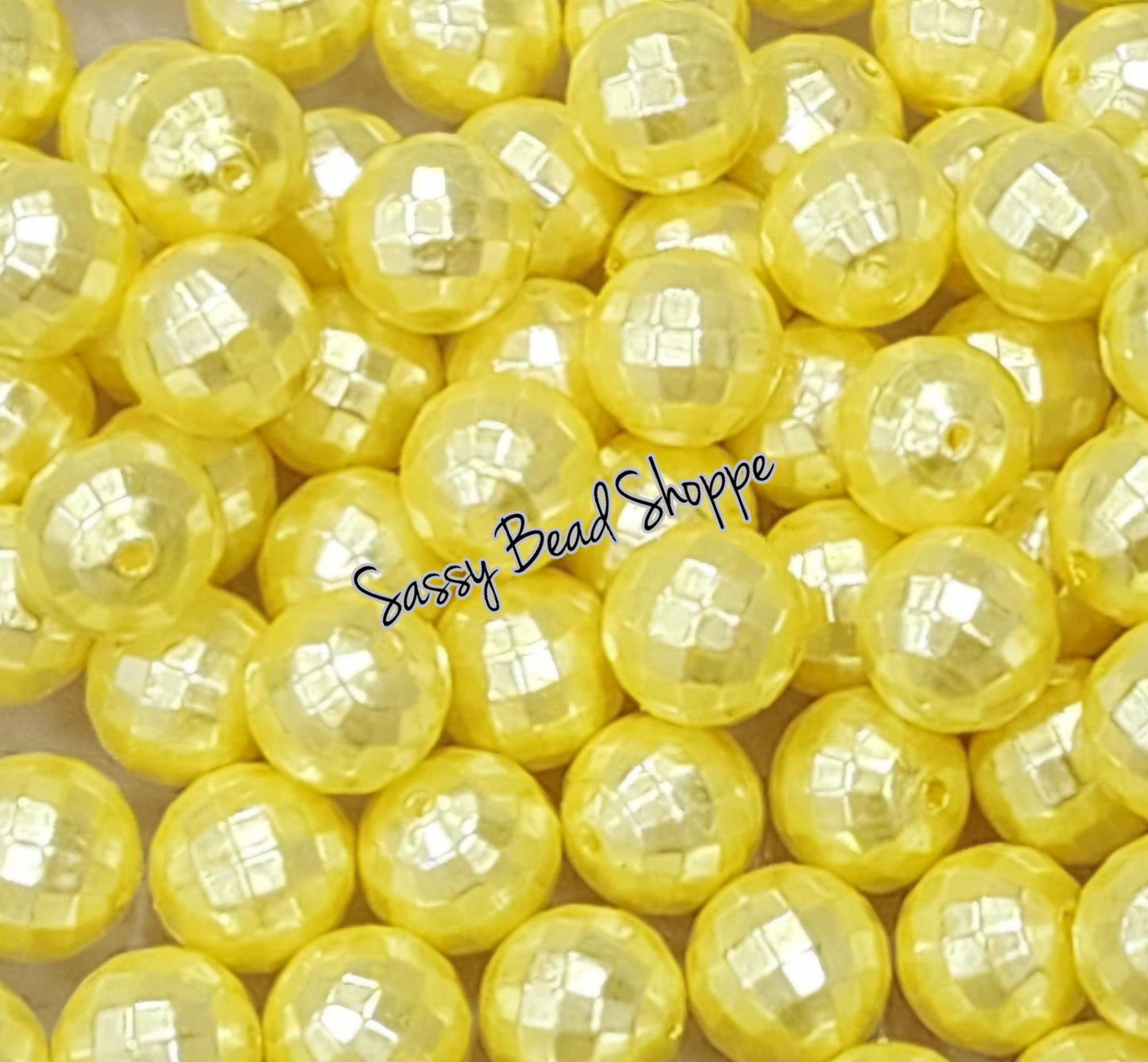 20MM Yellow Pearl Disco Beads - Sassy Bead Shoppe