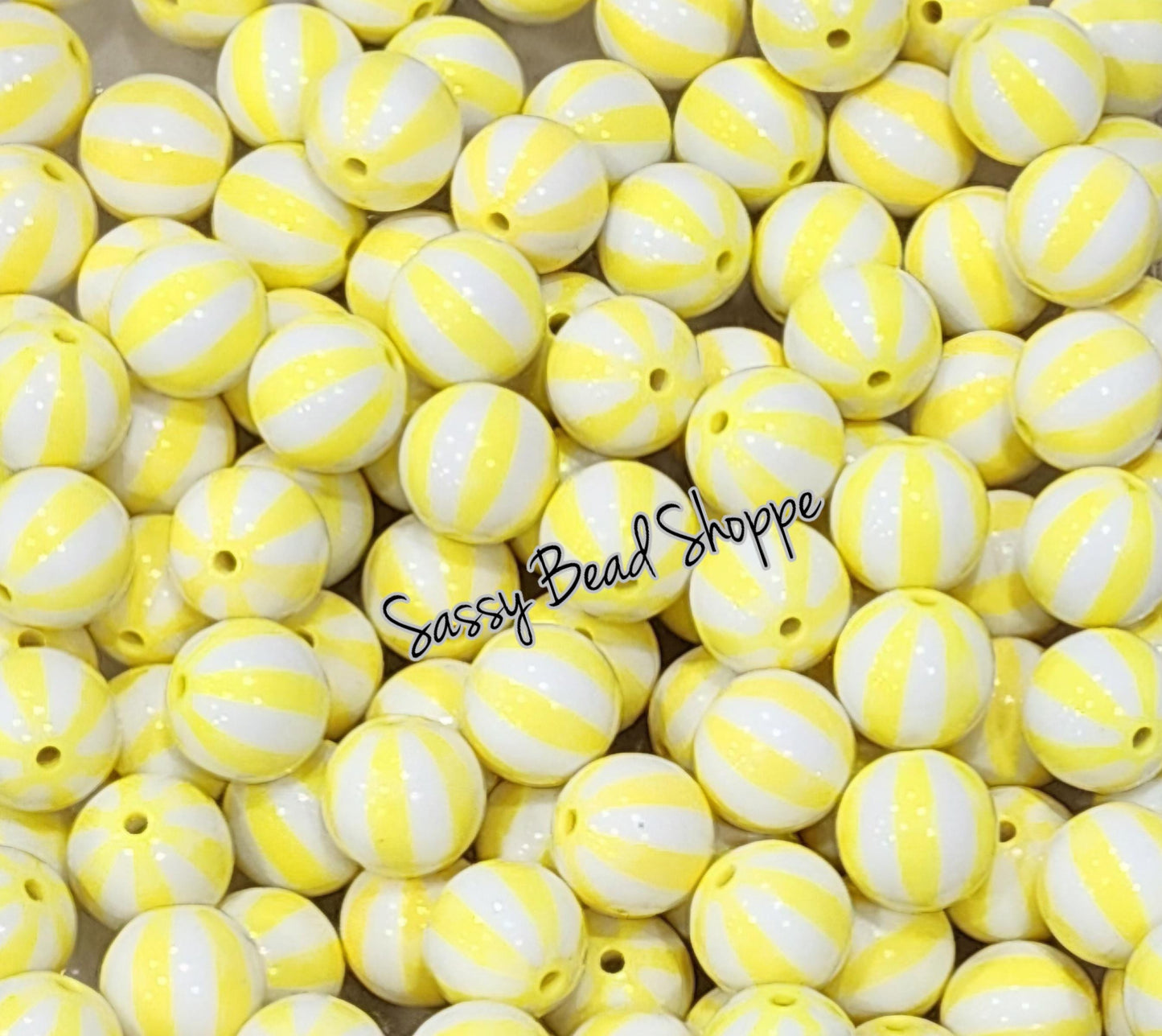 20MM Yellow Beachball Beads - Sassy Bead Shoppe