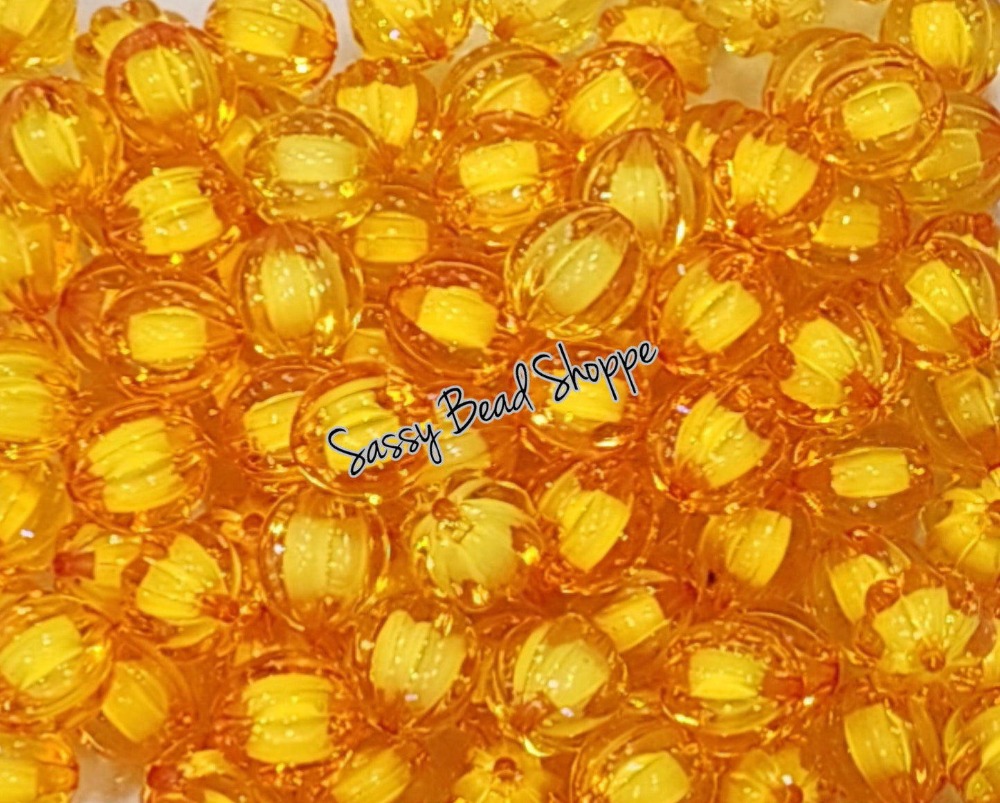 20MM Dark Yellow Pumpkin Beads - Sassy Bead Shoppe
