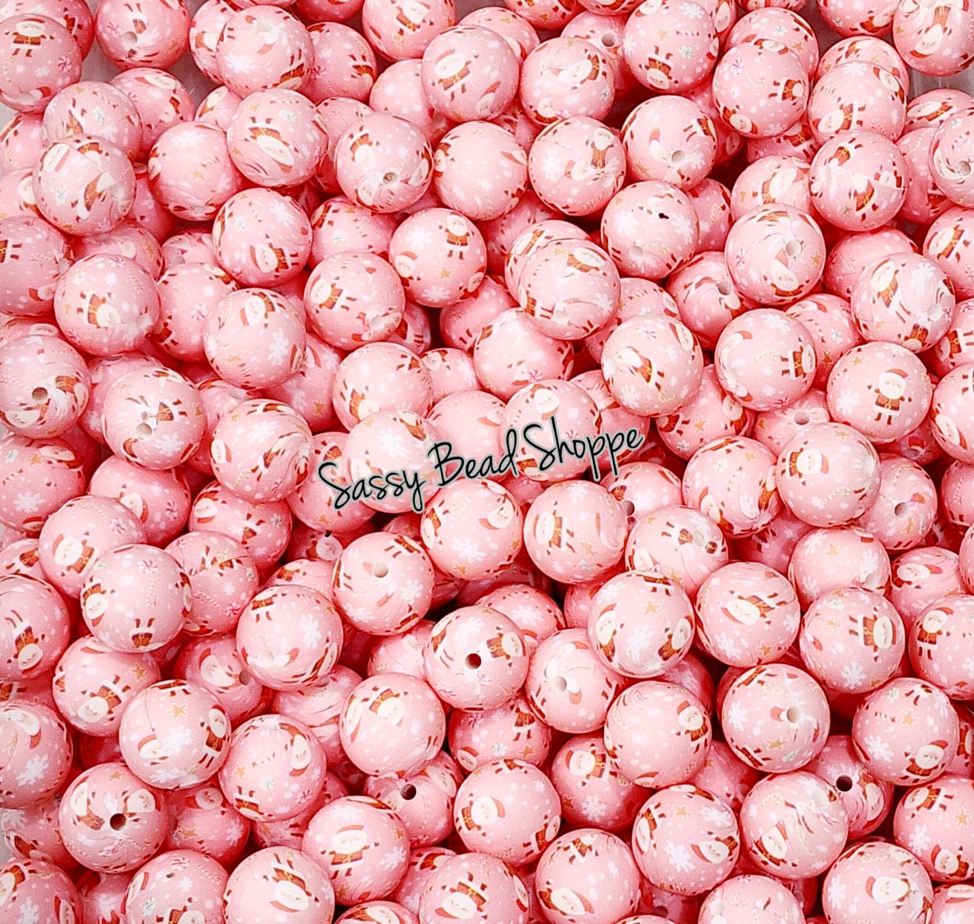 15mm Pink Santa Silicone Beads - Sassy Bead Shoppe