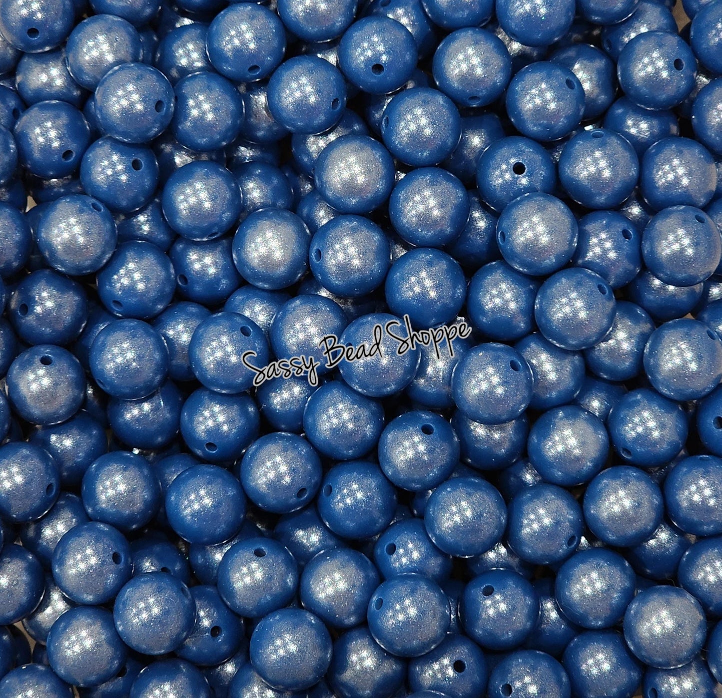 15mm Royal Blue Shimmer Silicone Beads
