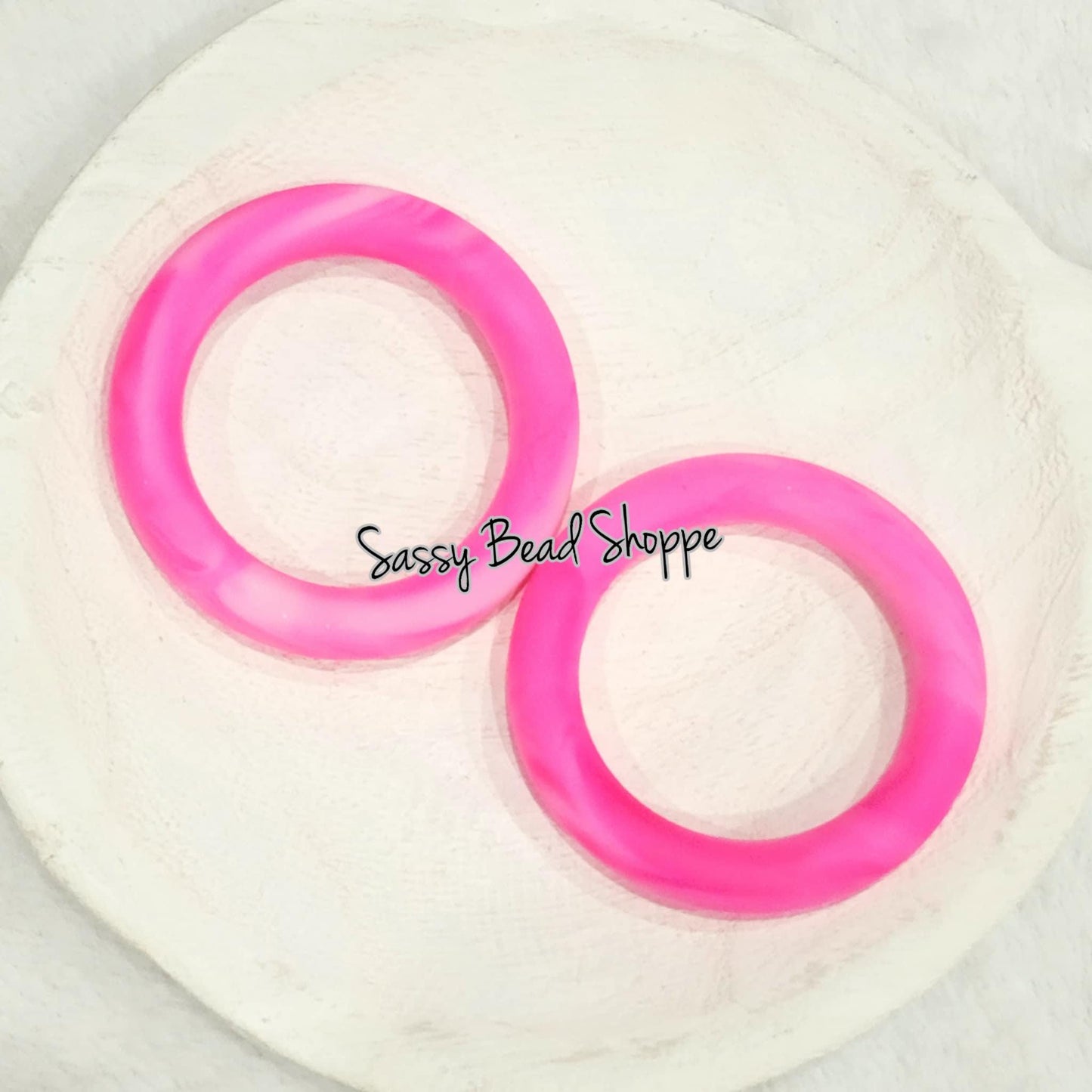 65mm Hot Pink Marble Silicone Ring - Sassy Bead Shoppe