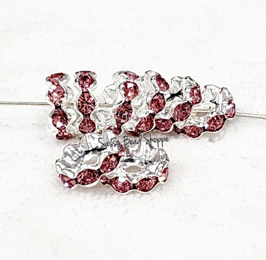 12mm Pink Crystal Rhinestone Spacer - Sassy Bead Shoppe