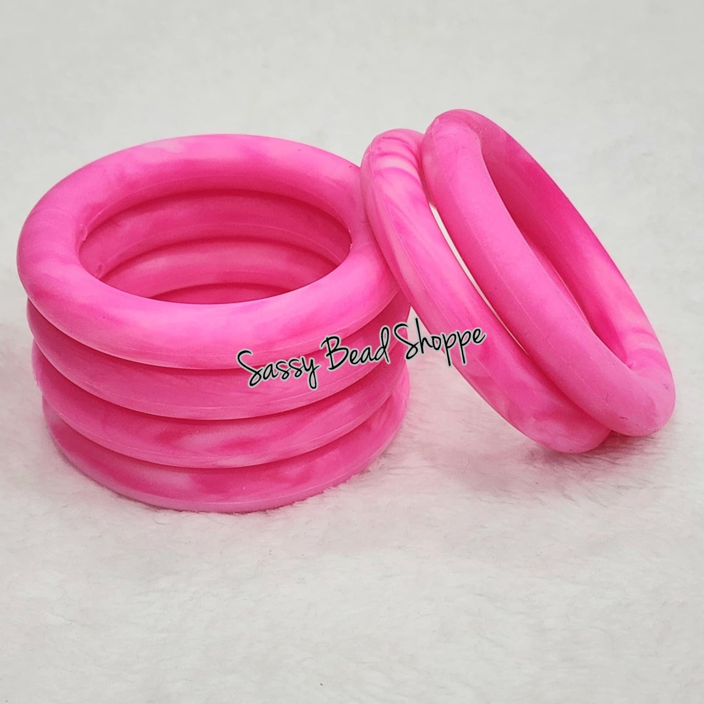 65mm Hot Pink Marble Silicone Ring - Sassy Bead Shoppe