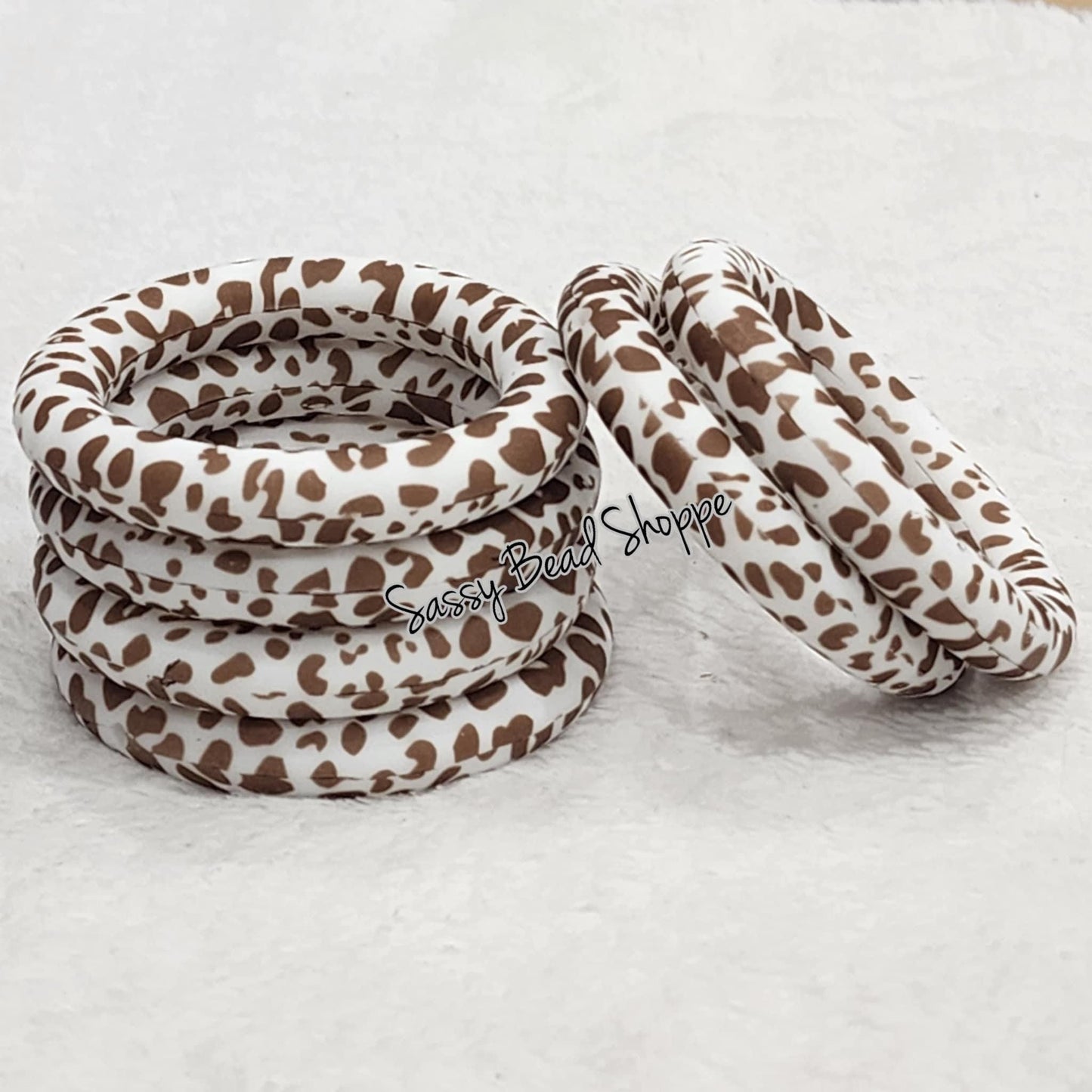 65mm Brown Cow Print Silicone Ring - Sassy Bead Shoppe