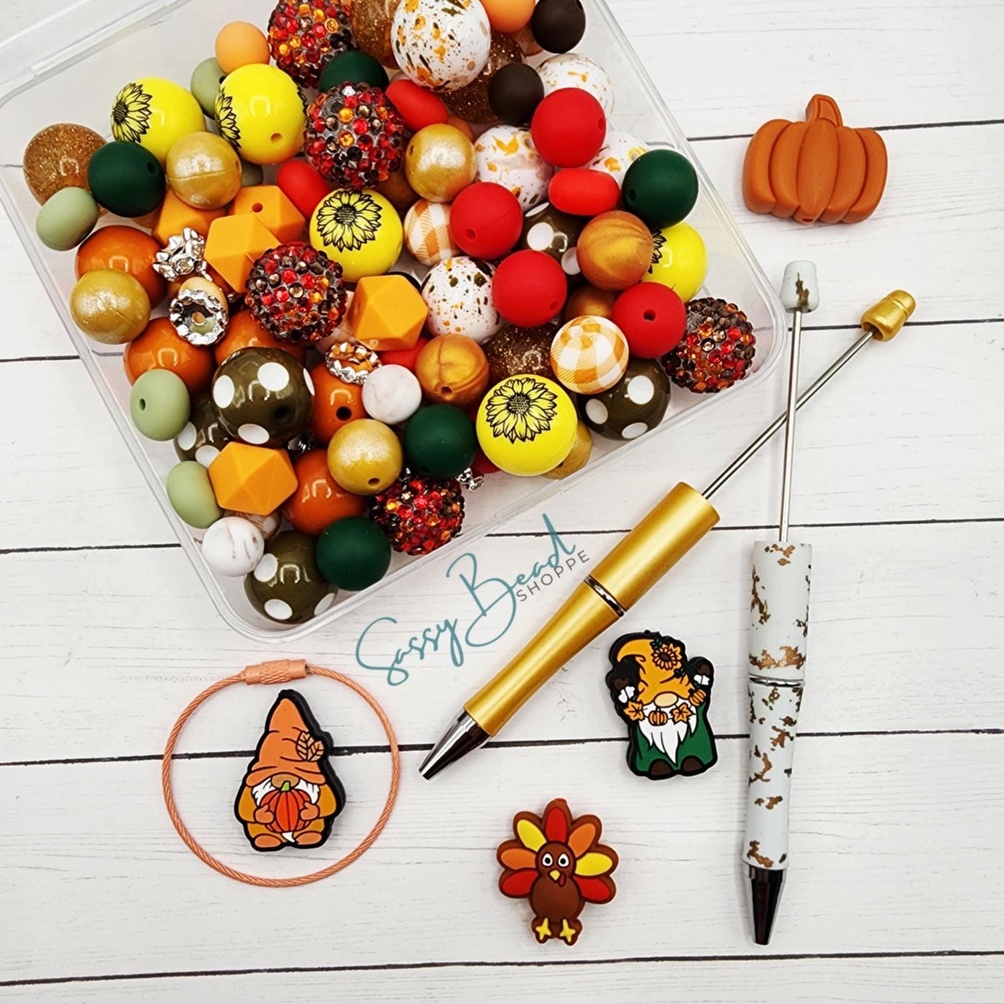 Chillin In Autumn Bead Kit ~ 107 Piece Thanksgiving Silicone Beads for DIY Crafts