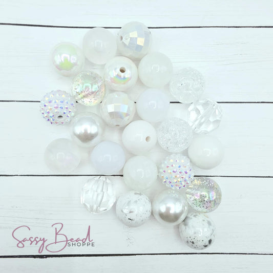 20mm Acrylic bead mix styled flat lay showing beads you will receive