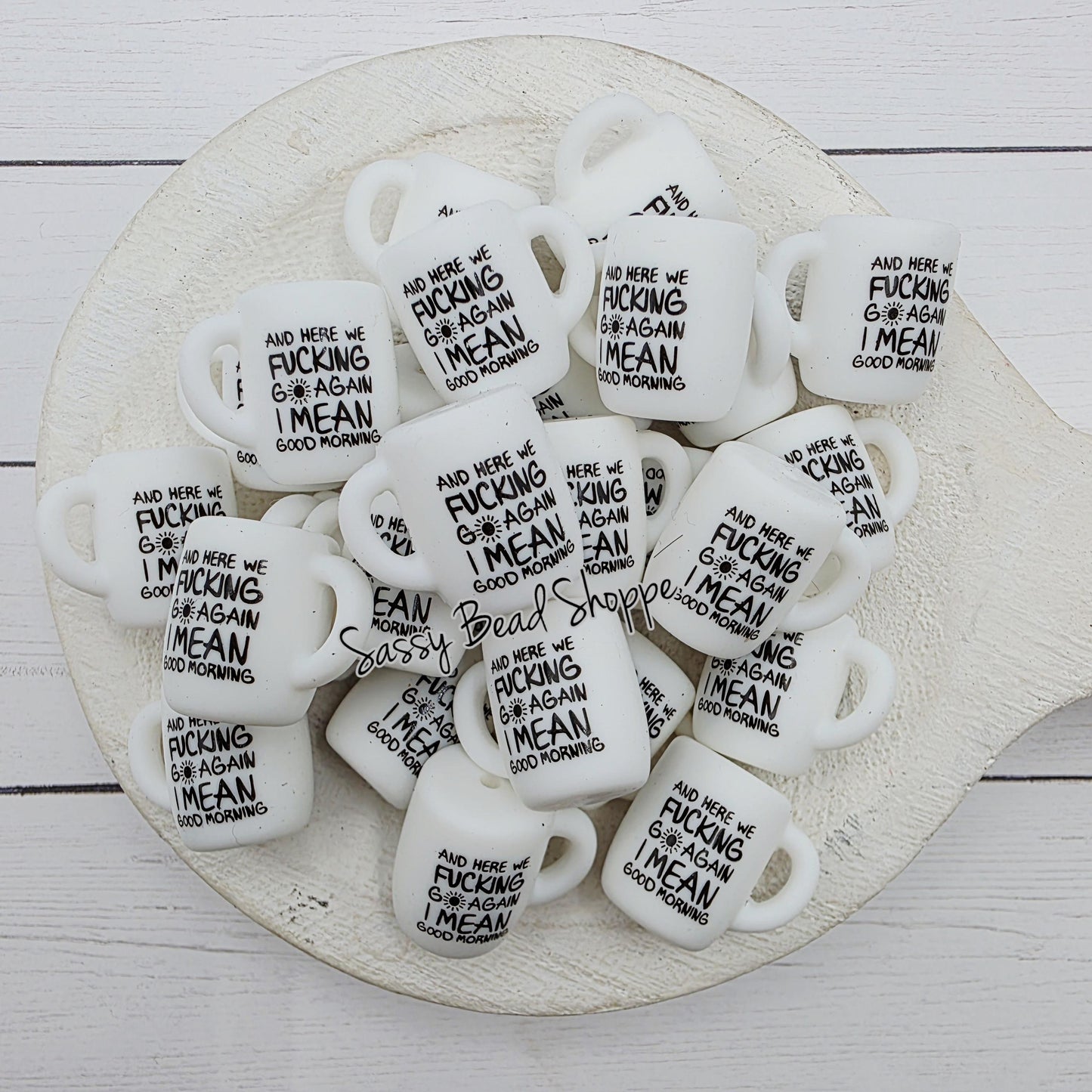 Here We Go Again Coffee Mug Silicone Beads, Coffee Cup Bead, Mug Shaped Silicone Beads, Focal Beads, Silicone For Pens