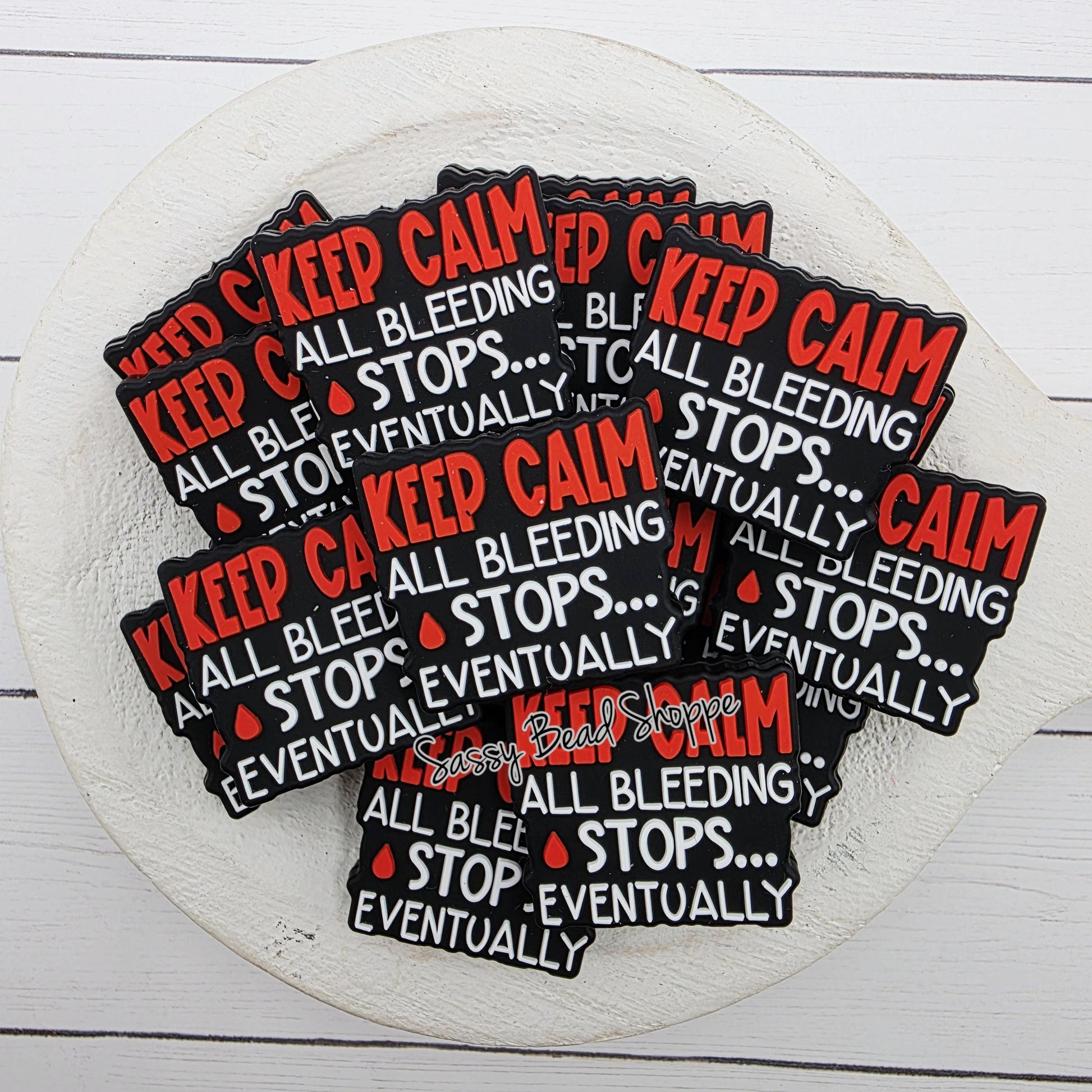 Keep Calm Silicone Focal Bead, DIY Pen Beads for Bracelets, Keychain Making, Car Charm Crafts, Jewelry, Cookie Scribes, Tumbler Charms