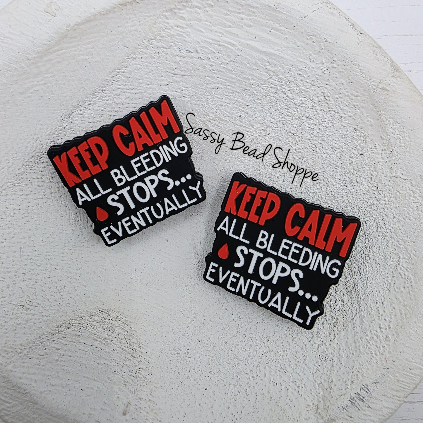 Keep Calm Silicone Focal Bead, DIY Pen Beads for Bracelets, Keychain Making, Car Charm Crafts, Jewelry, Cookie Scribes, Tumbler Charms
