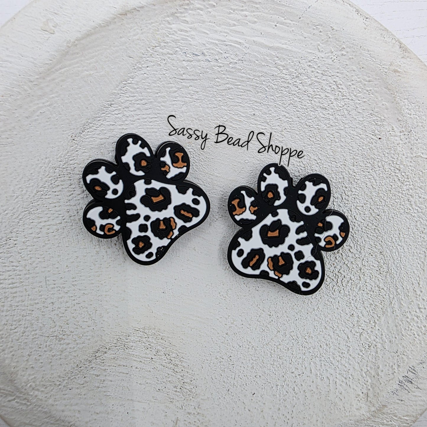 Leopard Paw Silicone Focal Bead, DIY Pen Beads for Bracelets, Keychain Making, Car Charm Crafts, Jewelry, Cookie Scribes, Tumbler Charms