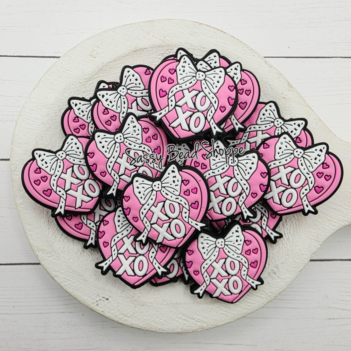 Heart XOXO Focal Beads