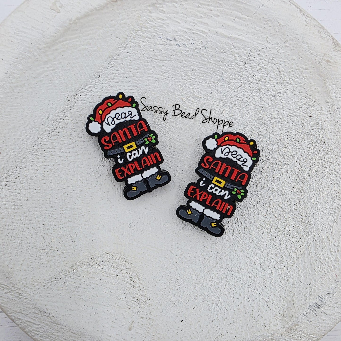 Dear Santa Focal Beads, Silicone Beads, Focal Beads, Beaded Pens, Focal Beads for Pens, Christmas Focal Beads, Wristlet, Keychains, Lanyard
