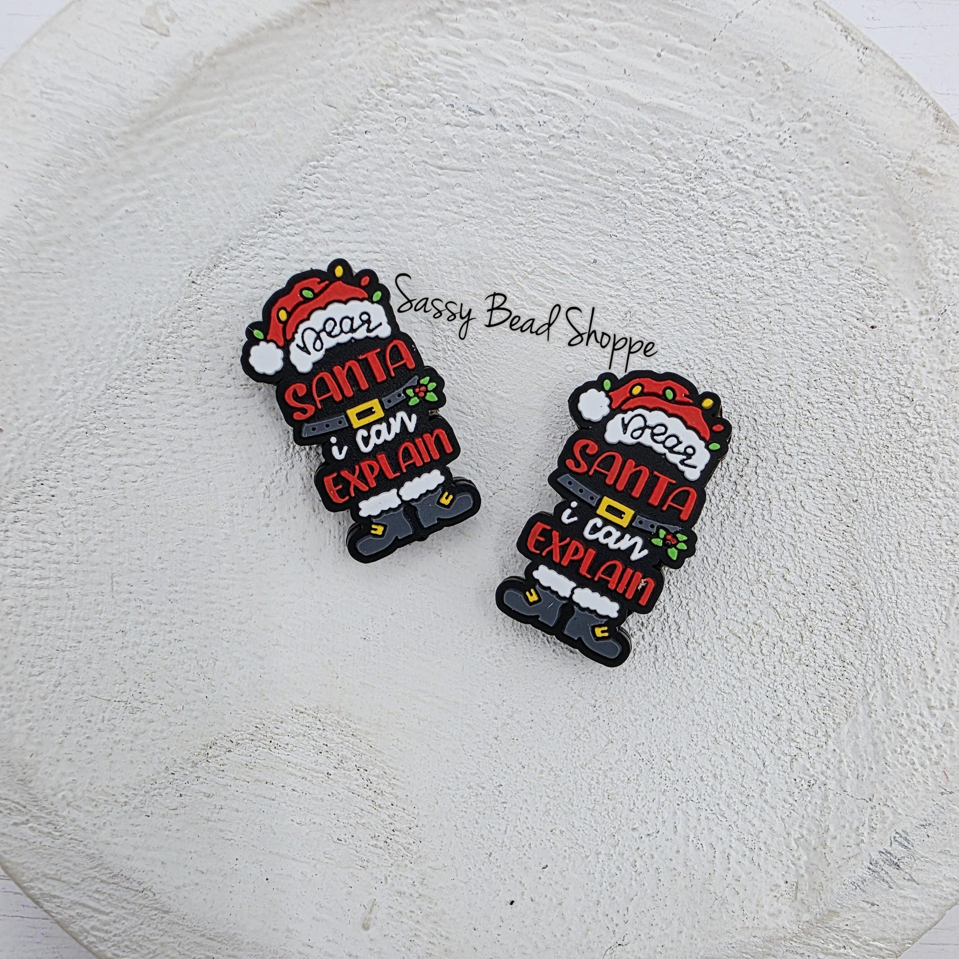 Dear Santa Focal Beads, Silicone Beads, Focal Beads, Beaded Pens, Focal Beads for Pens, Christmas Focal Beads, Wristlet, Keychains, Lanyard