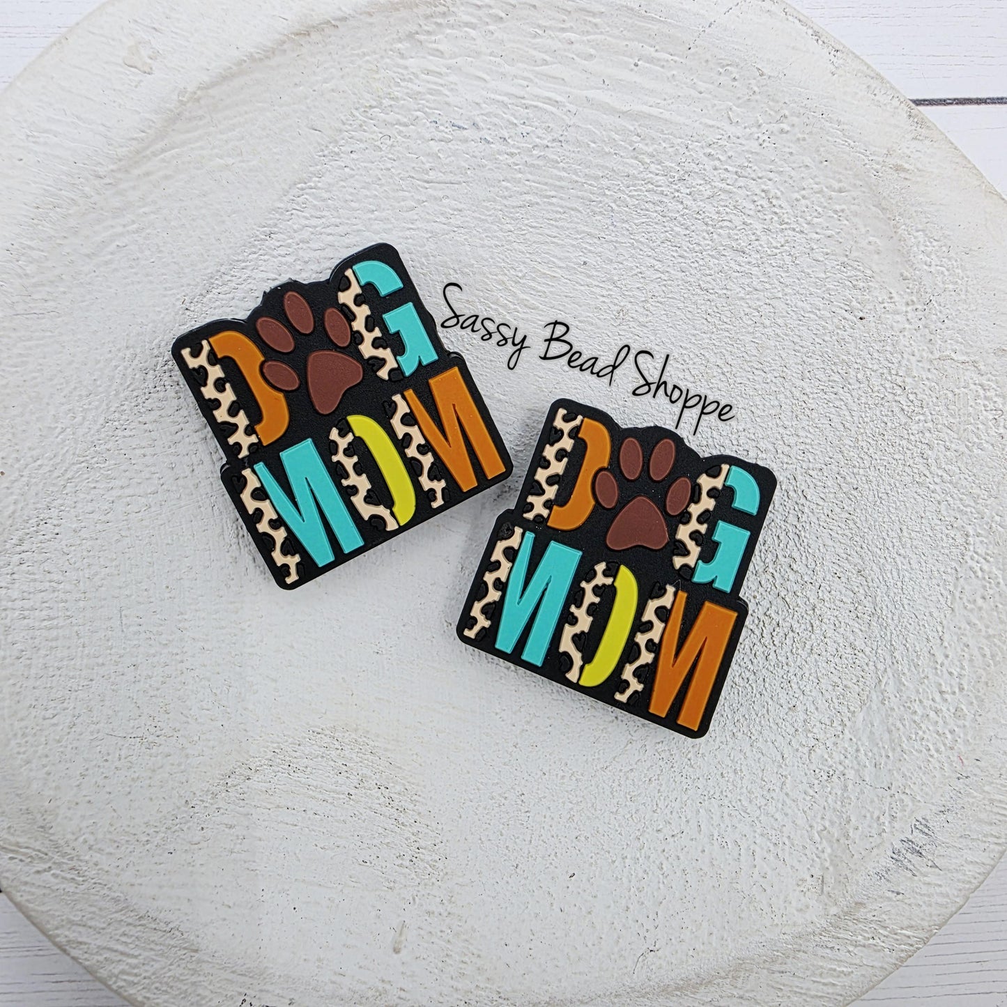 Leopard Dog Mom Focal Beads