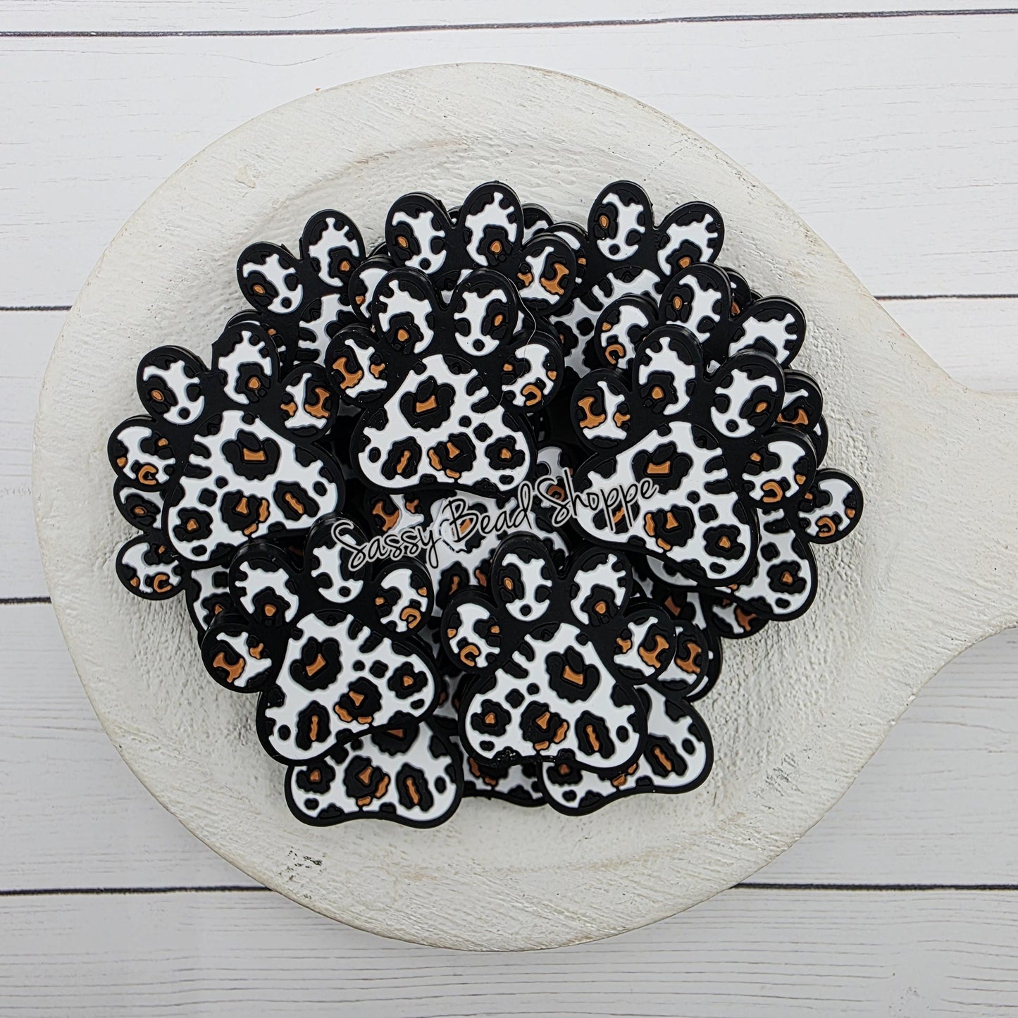 Leopard Paw Silicone Focal Bead, DIY Pen Beads for Bracelets, Keychain Making, Car Charm Crafts, Jewelry, Cookie Scribes, Tumbler Charms
