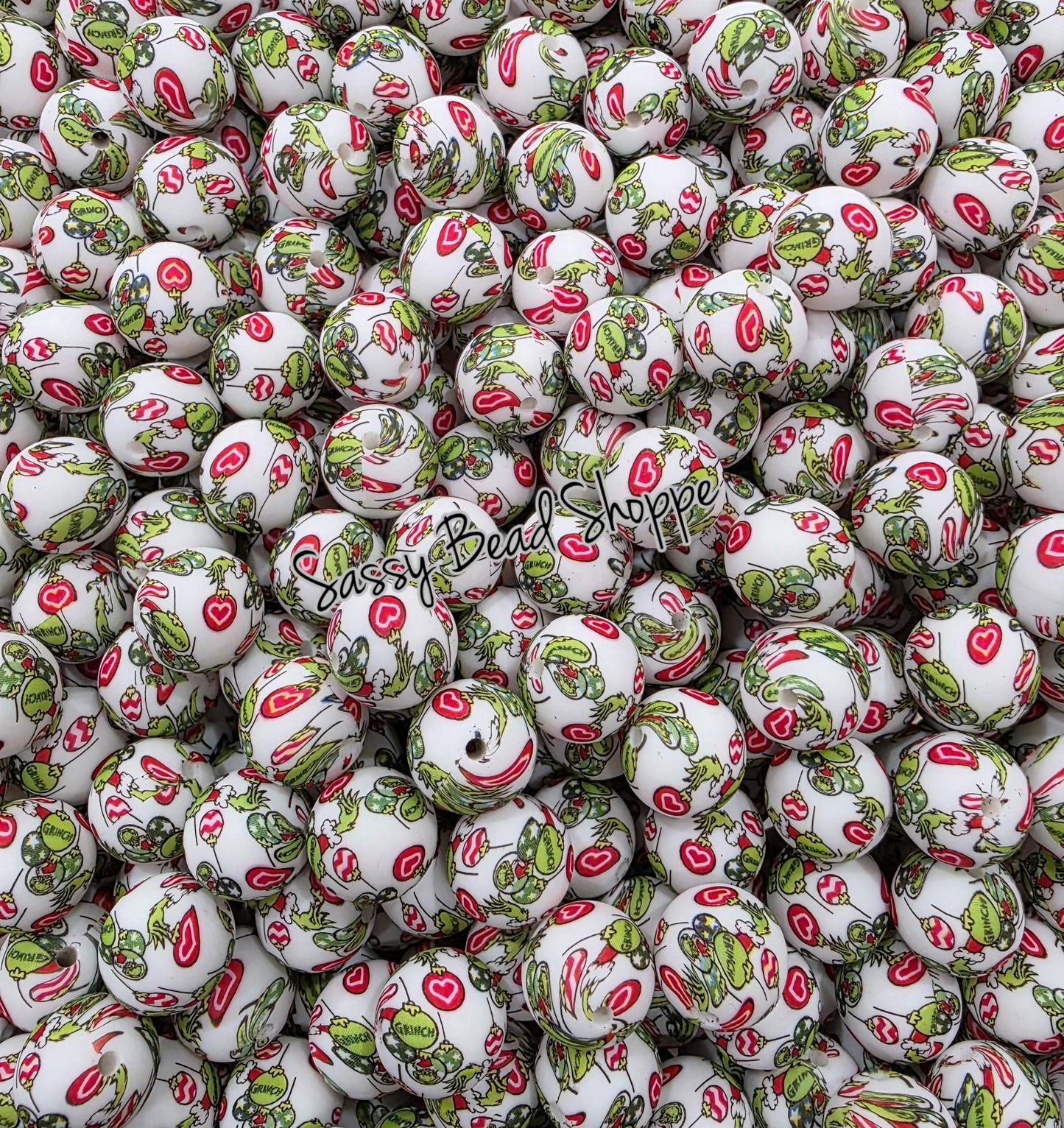 15mm Holiday Heist Silicone Beads, Christmas Print Silicone Beads, Wholesale Silicone Beads, Round Loose Beads