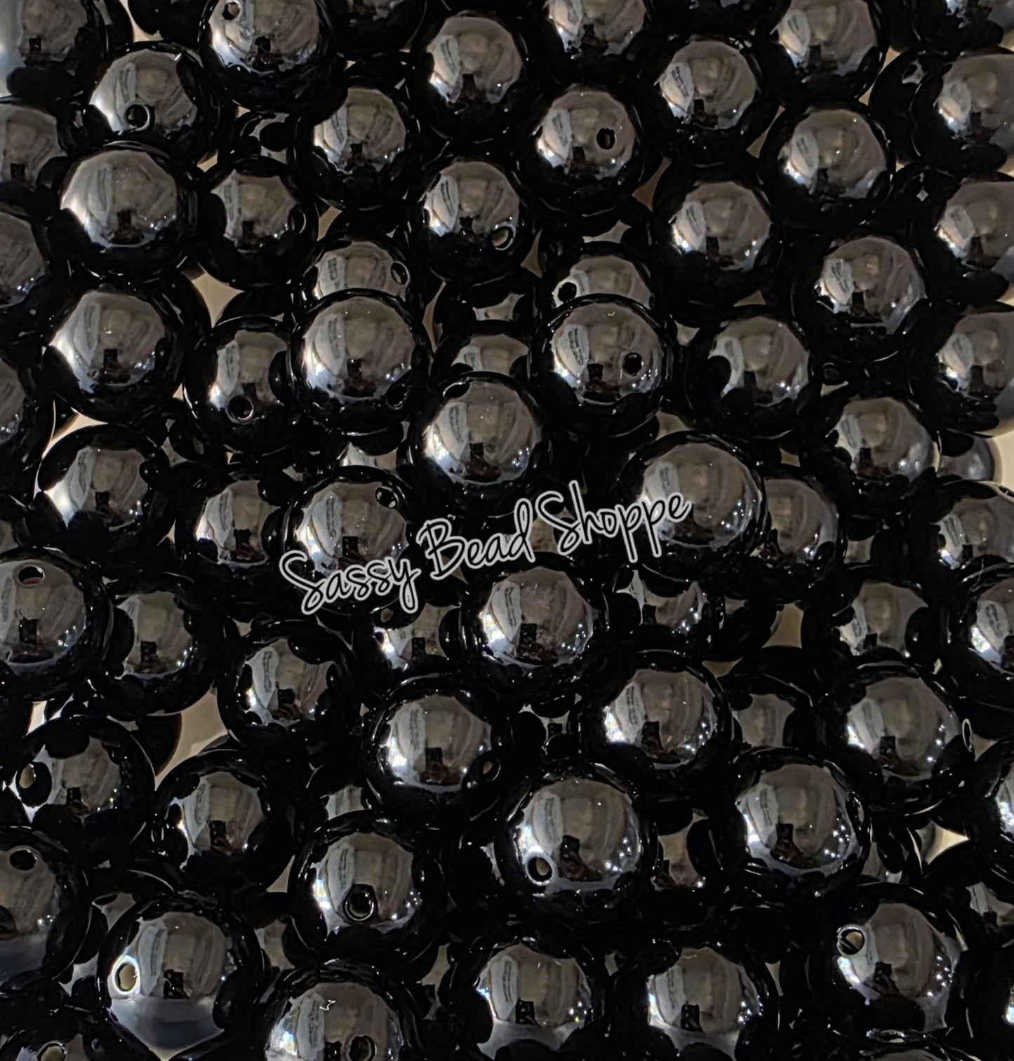 Black Pearl Chunky 20mm Acrylic Beads – Round Bubblegum Beads for Jewelry Making, DIY Pens, Car Charms, Bracelets