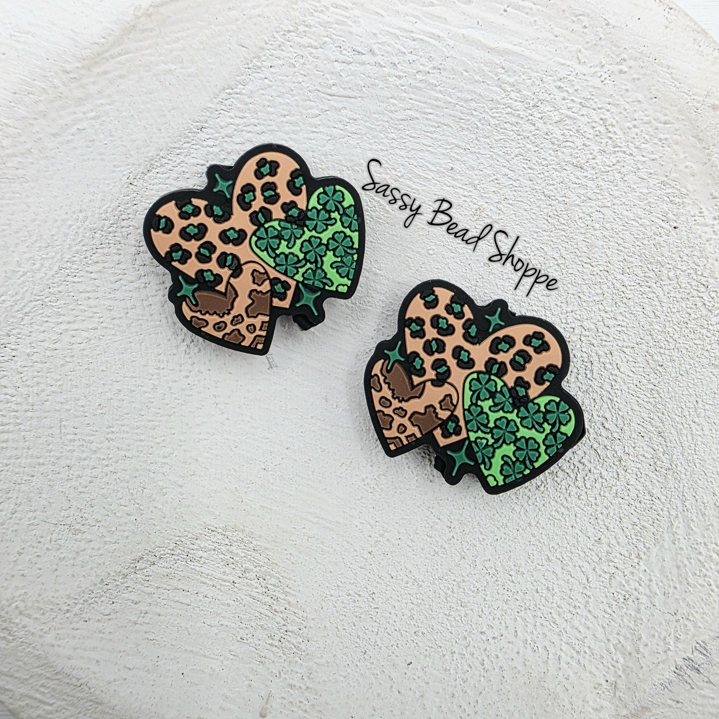 Heart Shamrock Focal Beads
