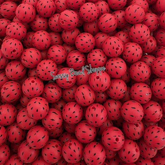 Watermelon Seeds 15mm Silicone Beads, 10 count for Jewelry, Scribes, Craft Projects