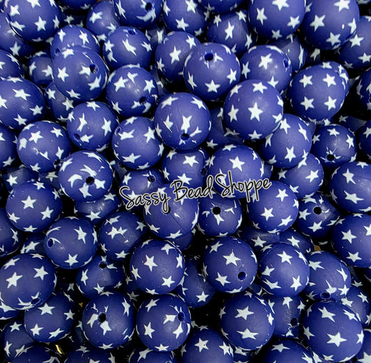 Stars 15mm Silicone Beads, 10 count for Jewelry Making, Badge Reels, Pens, Scribes