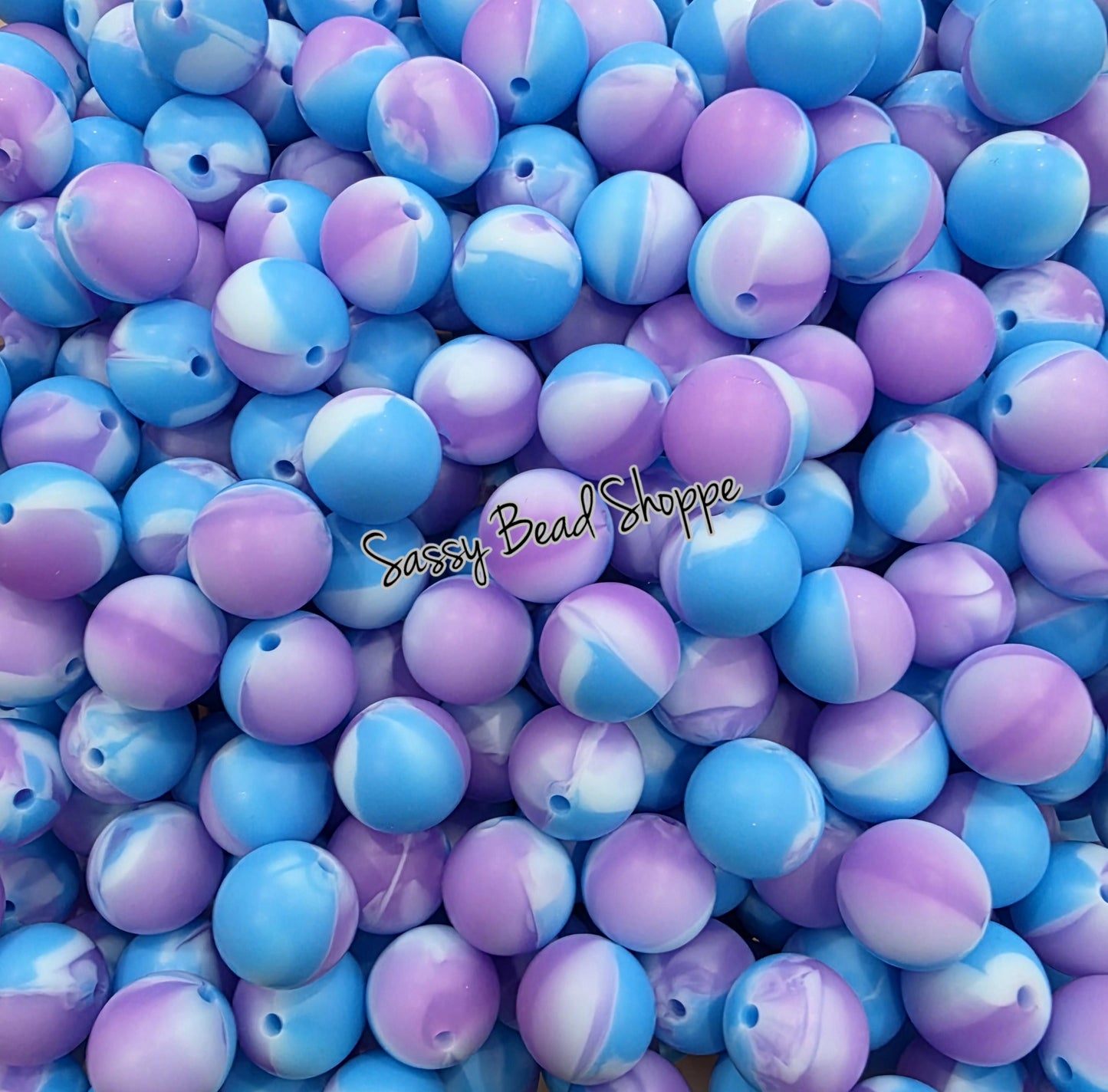Blue & Purple Swirl 15mm Silicone Beads, 10 count Craft Beads for Jewelry, Cookie Scribes