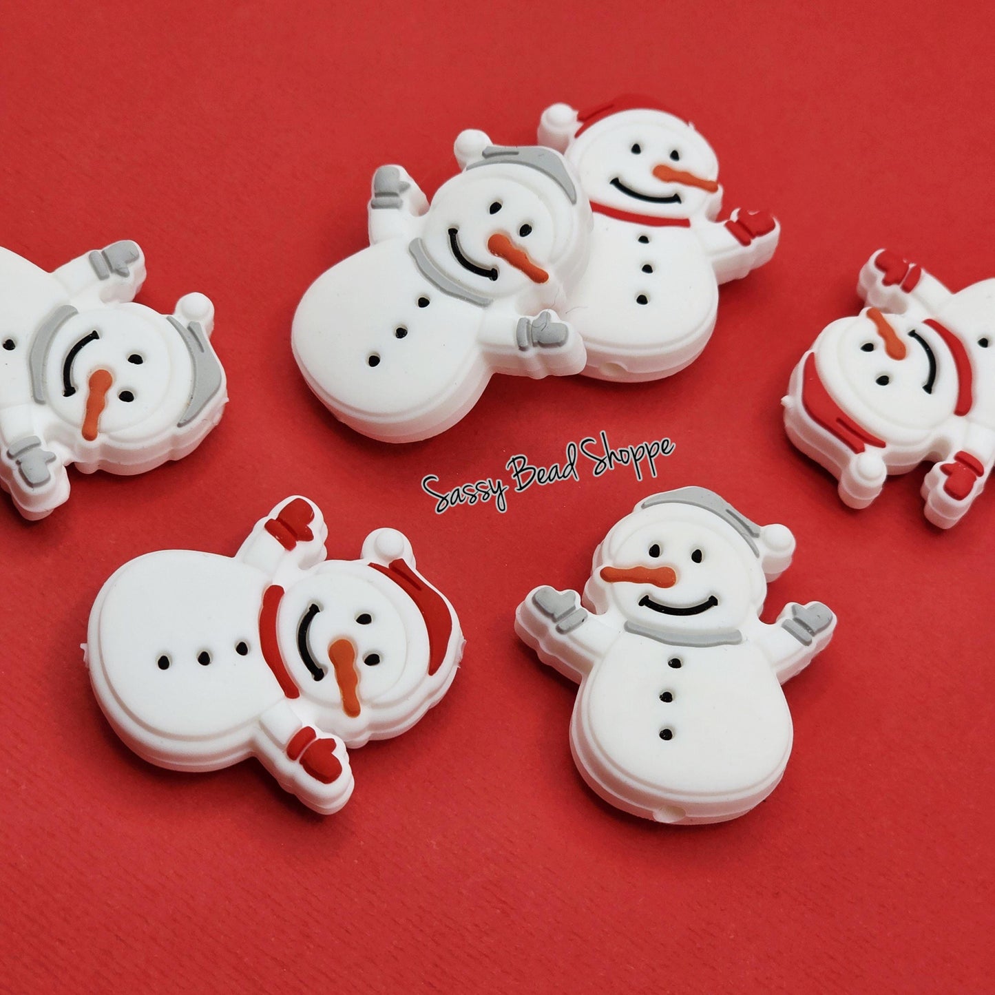 Gray Snowman Focal Bead