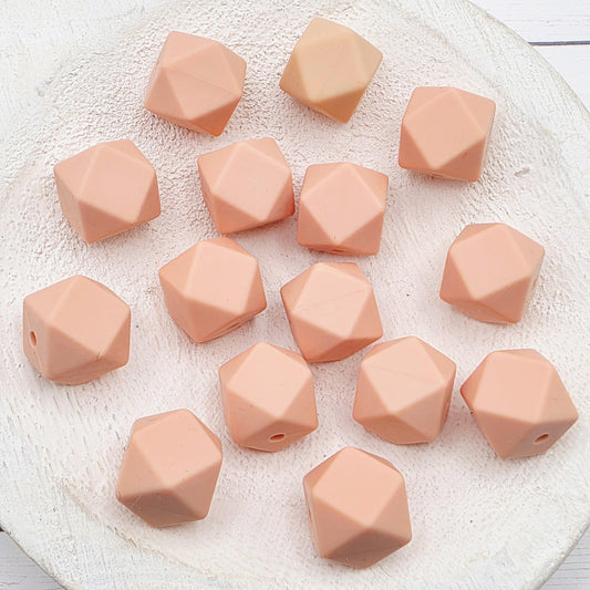 14mm Hexagon Silicone Beads, 10 Count, Neutral & Printed Silicone Beads for Pens, Keychains and DIY Crafts