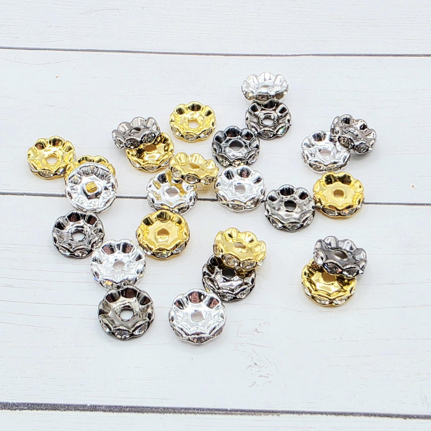 10mm Silver Rhinestone Spacers