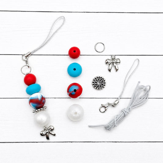 Coastal Firecracker Tumbler Charm DIY Kit, Cup Charm Kit, Beaded Keychain Charm, patriotic DIY Bead Kit Gift Idea