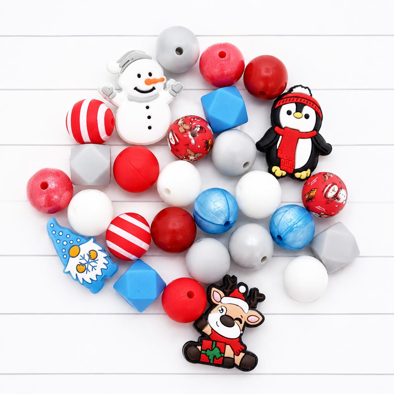 Snow Buddy Silicone Bead Mix, 15mm, 28 Count