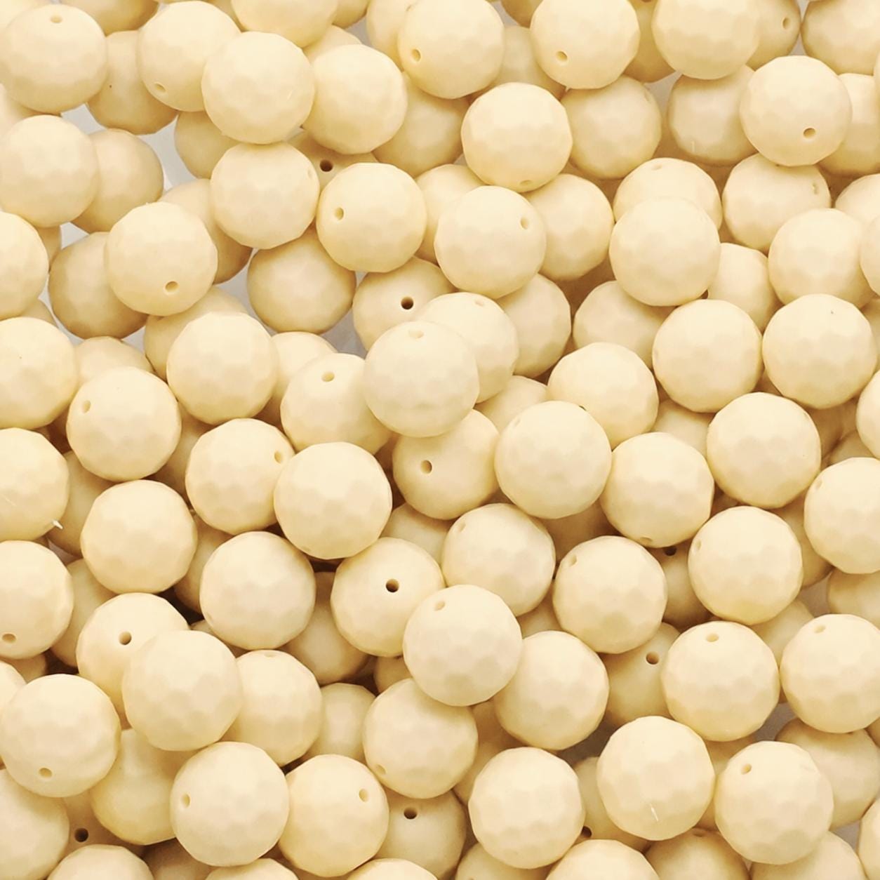 Vanilla Faceted 15mm Silicone Beads, 10 Count, Beadable Pen Supplies, Wristlet & Keychain Beads