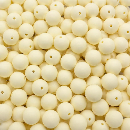 Pale Yellow Silicone Beads, 15mm, 10 Count, Beadable Pen, Keychain & Wristlet Craft Supplies