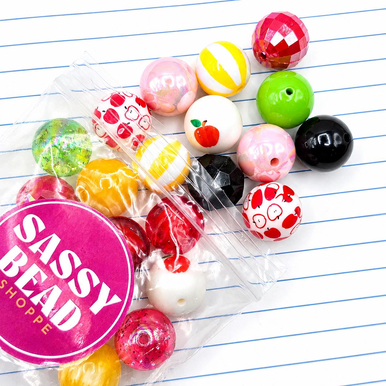 Teacher Era 20mm Bubblegum Bead Mix, Set of 24, Back to School Beads for DIY Pens, Keychains & Crafts