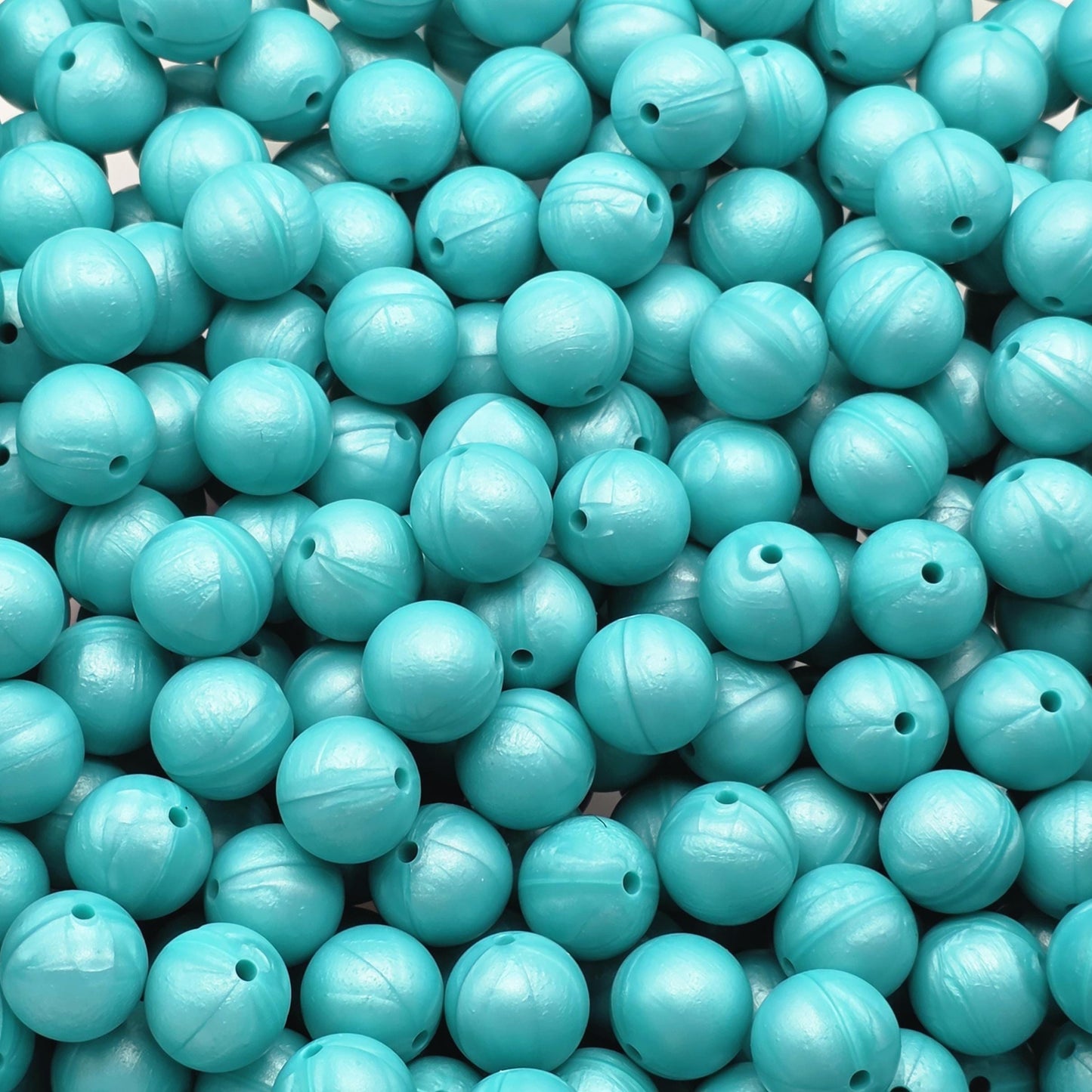 Lake Blue Pearl 15mm Silicone Beads, 10 Count, Beadable Pen Beads, Silicone Beads for Keychains, Wristlets, DIY Crafts