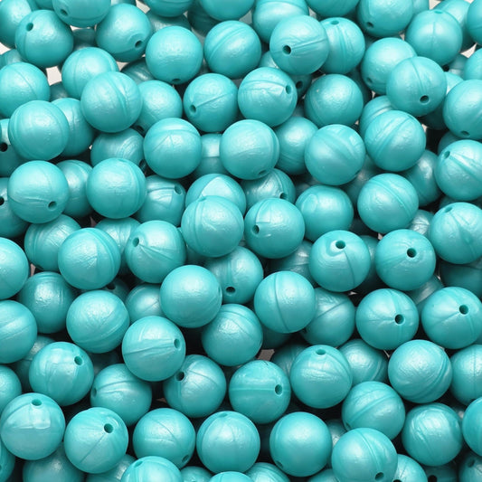 Lake Blue Pearl 15mm Silicone Beads, 10 Count, Beadable Pen Beads, Silicone Beads for Keychains, Wristlets, DIY Crafts