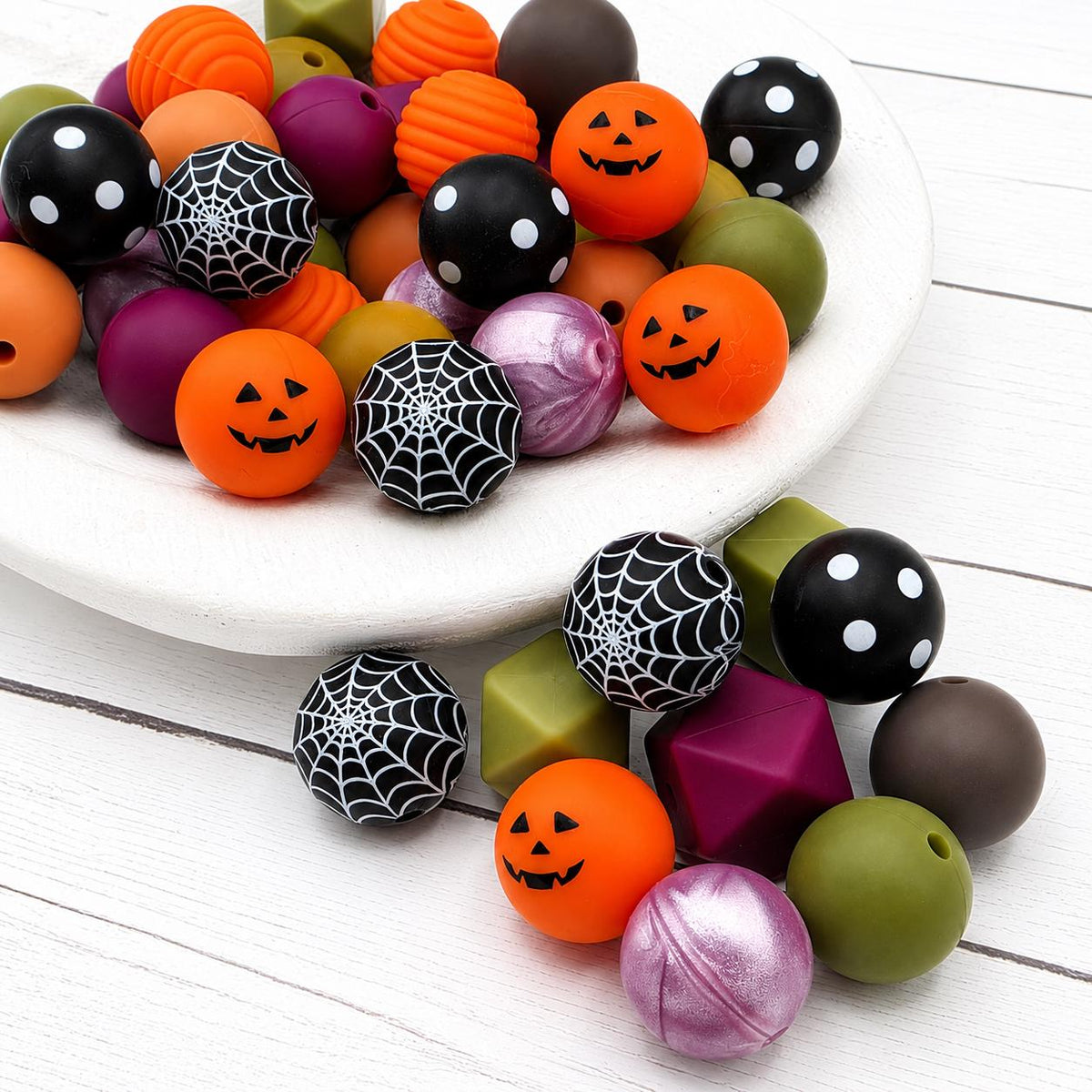 Midnight Harvest Silicone Bead Mix, 24 Count, 15mm Silicone Beads, Halloween