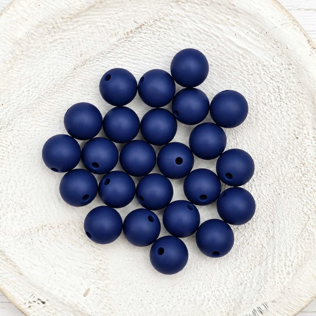 Navy 12mm Silicone Beads, 20 Count