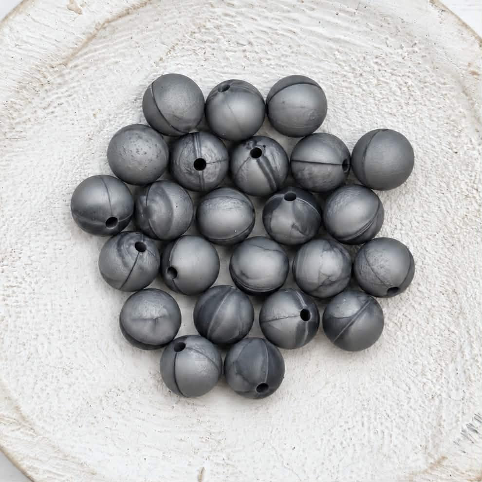 Silver Pearl 12mm Silicone Beads, 20 Count