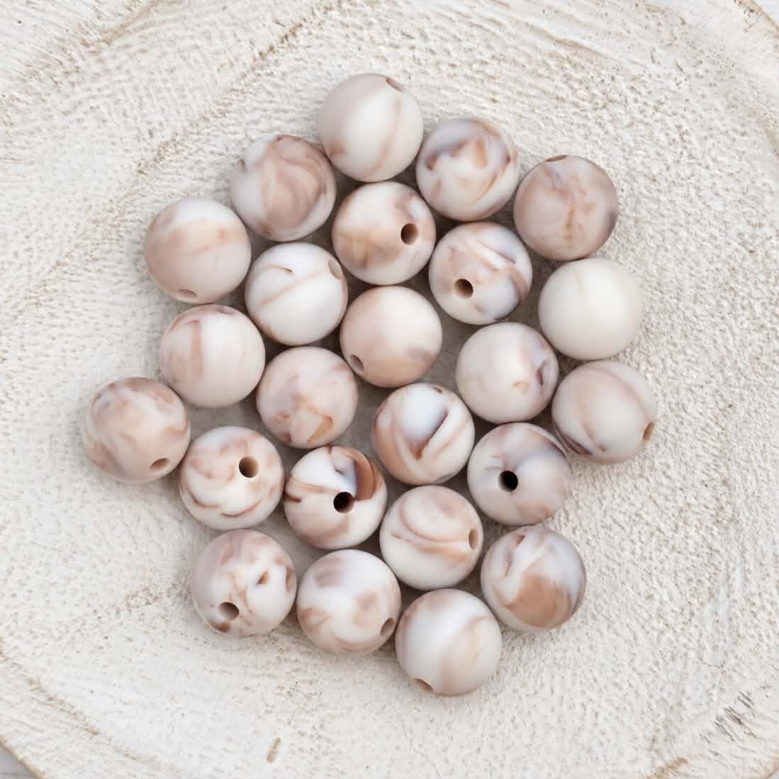 Brown Marble 12mm Silicone Beads, 20 Count